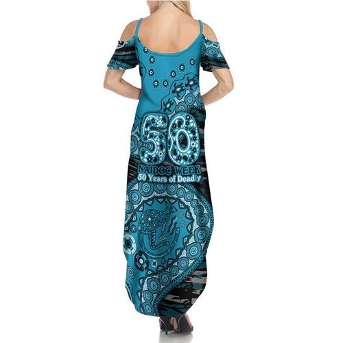 Port Adelaide NAIDOC Week 2026 Family Matching Summer Maxi Dress and Hawaiian Shirt Australian Aboriginal Dot Art Dreamtime Pattern Style