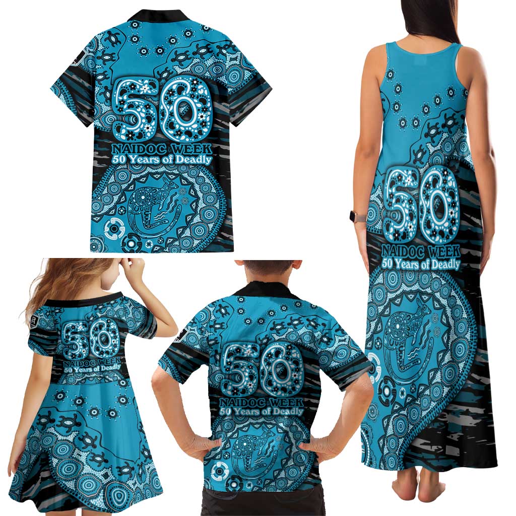 Port Adelaide NAIDOC Week 2026 Family Matching Tank Maxi Dress and Hawaiian Shirt Australian Aboriginal Dot Art Dreamtime Pattern Style