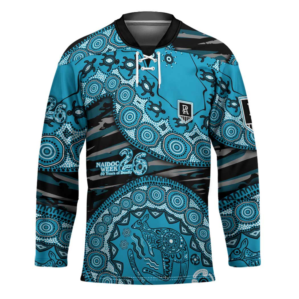 Port Adelaide NAIDOC Week 2026 Hockey Jersey Australian Aboriginal Dot Art Dreamtime Pattern Style