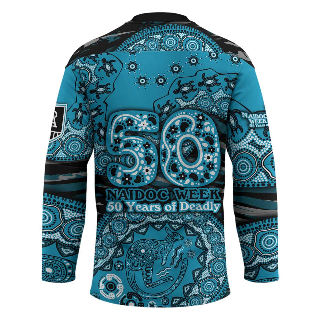 Port Adelaide NAIDOC Week 2026 Hockey Jersey Australian Aboriginal Dot Art Dreamtime Pattern Style