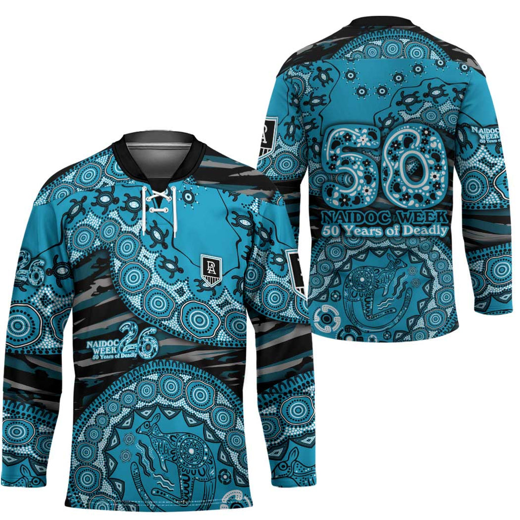 Port Adelaide NAIDOC Week 2026 Hockey Jersey Australian Aboriginal Dot Art Dreamtime Pattern Style