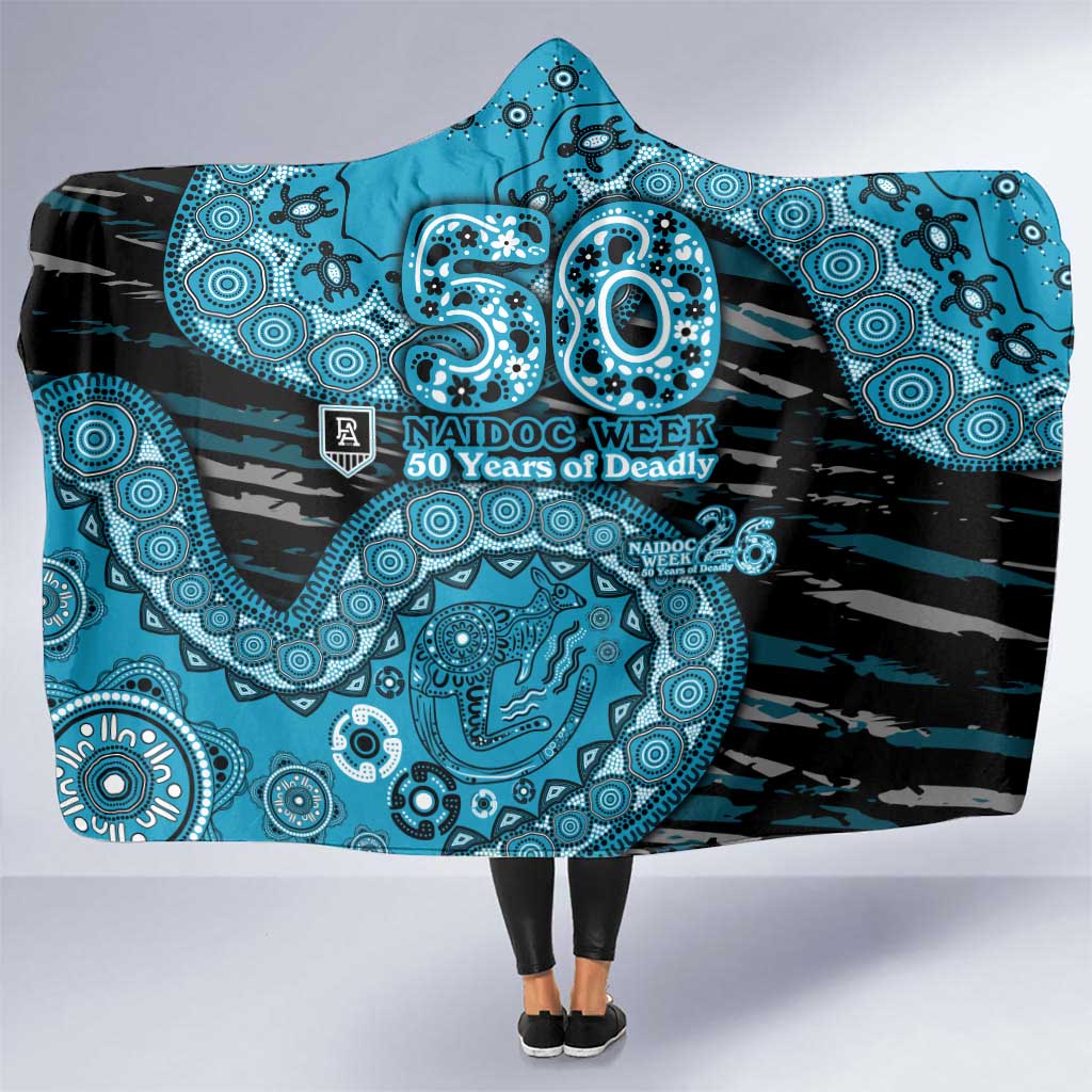 Port Adelaide NAIDOC Week 2026 Hooded Blanket Australian Aboriginal Dot Art Dreamtime Pattern Style