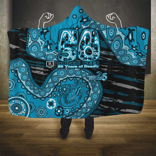Port Adelaide NAIDOC Week 2026 Hooded Blanket Australian Aboriginal Dot Art Dreamtime Pattern Style