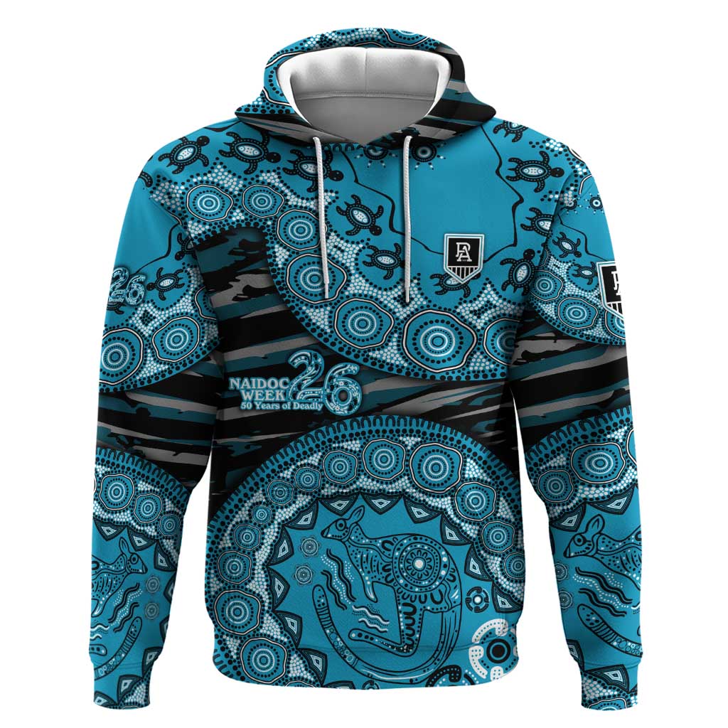 Port Adelaide NAIDOC Week 2026 Hoodie Australian Aboriginal Dot Art Dreamtime Pattern Style