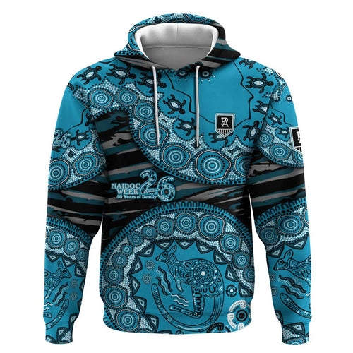 Port Adelaide NAIDOC Week 2026 Hoodie Australian Aboriginal Dot Art Dreamtime Pattern Style
