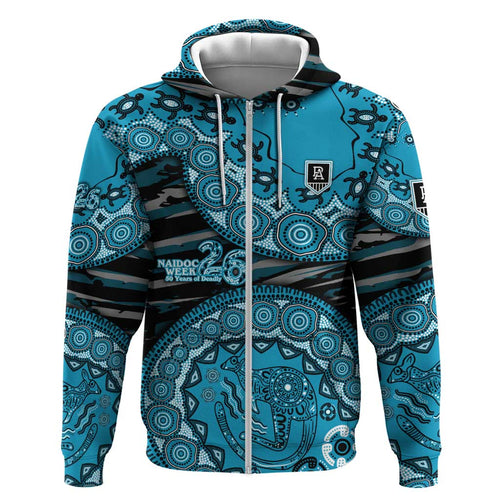Port Adelaide NAIDOC Week 2026 Hoodie Australian Aboriginal Dot Art Dreamtime Pattern Style