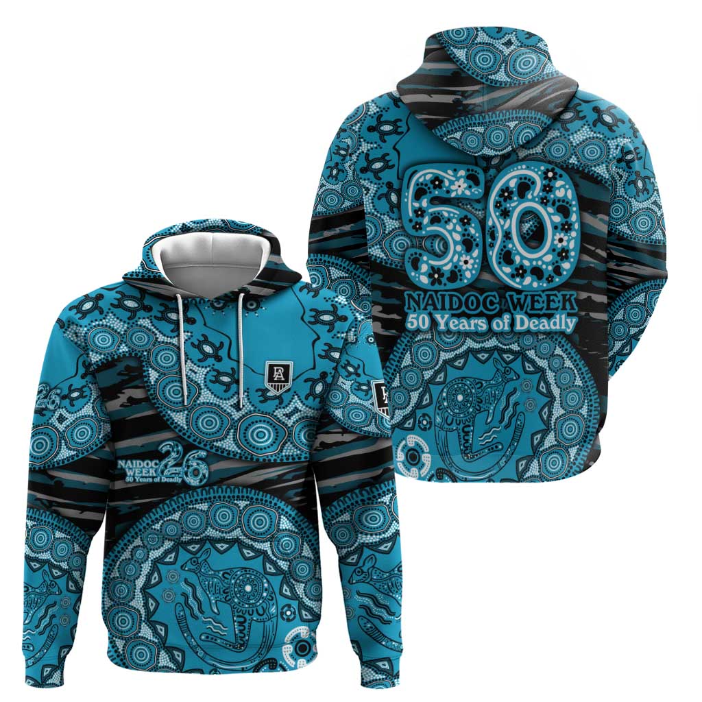 Port Adelaide NAIDOC Week 2026 Hoodie Australian Aboriginal Dot Art Dreamtime Pattern Style