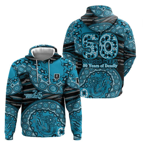 Port Adelaide NAIDOC Week 2026 Hoodie Australian Aboriginal Dot Art Dreamtime Pattern Style