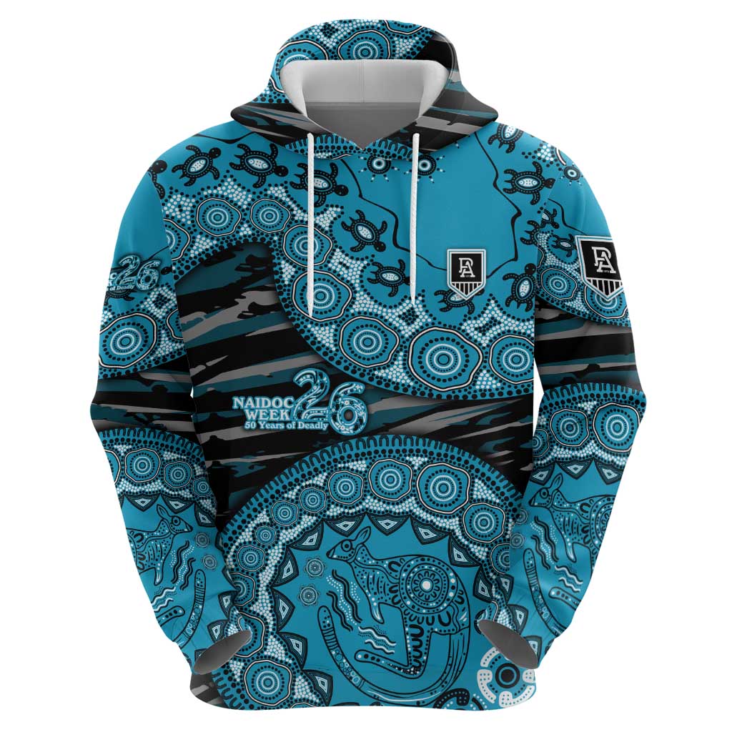 Port Adelaide NAIDOC Week 2026 Hoodie Australian Aboriginal Dot Art Dreamtime Pattern Style