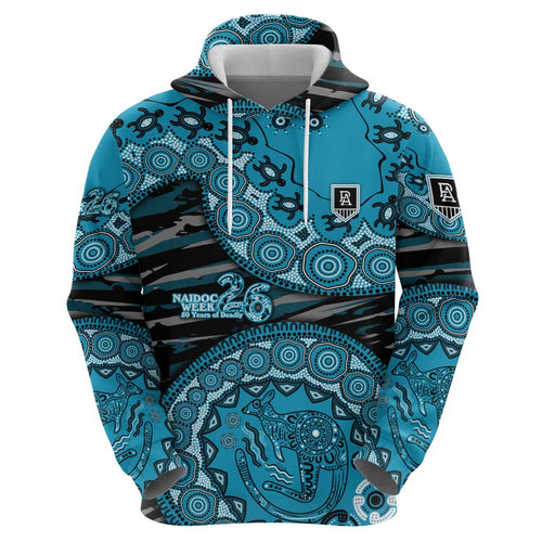 Port Adelaide NAIDOC Week 2026 Hoodie Australian Aboriginal Dot Art Dreamtime Pattern Style