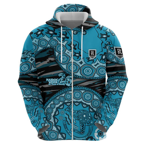 Port Adelaide NAIDOC Week 2026 Hoodie Australian Aboriginal Dot Art Dreamtime Pattern Style