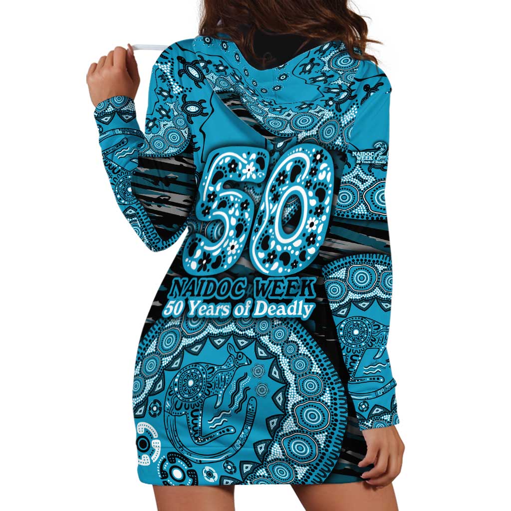 Port Adelaide NAIDOC Week 2026 Hoodie Dress Australian Aboriginal Dot Art Dreamtime Pattern Style