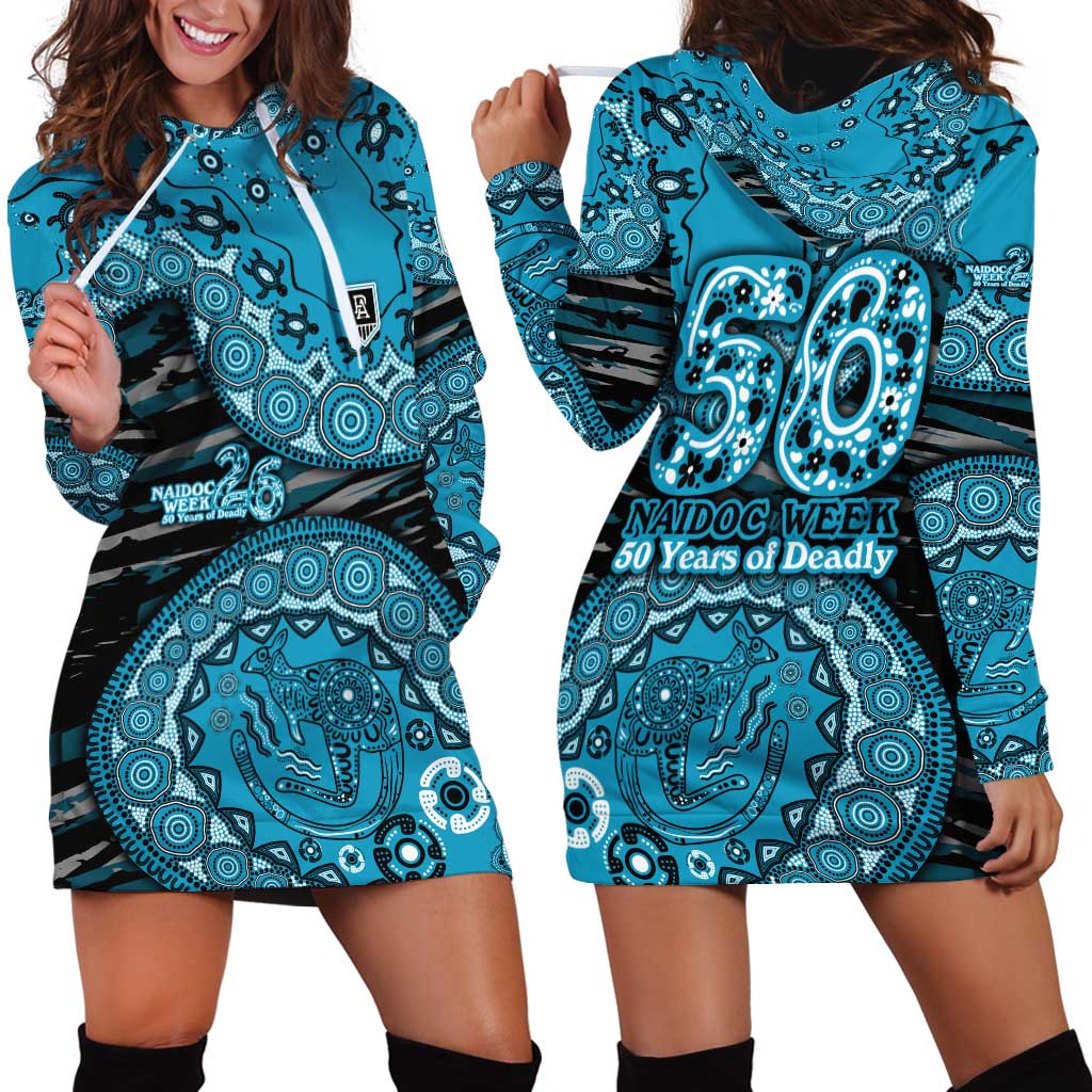 Port Adelaide NAIDOC Week 2026 Hoodie Dress Australian Aboriginal Dot Art Dreamtime Pattern Style