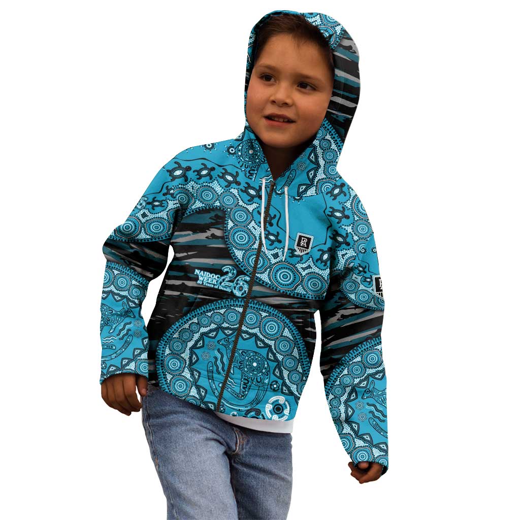 Port Adelaide NAIDOC Week 2026 Kid Hoodie Australian Aboriginal Dot Art Dreamtime Pattern Style