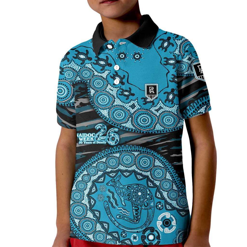 Port Adelaide NAIDOC Week 2026 Kid Polo Shirt Australian Aboriginal Dot Art Dreamtime Pattern Style