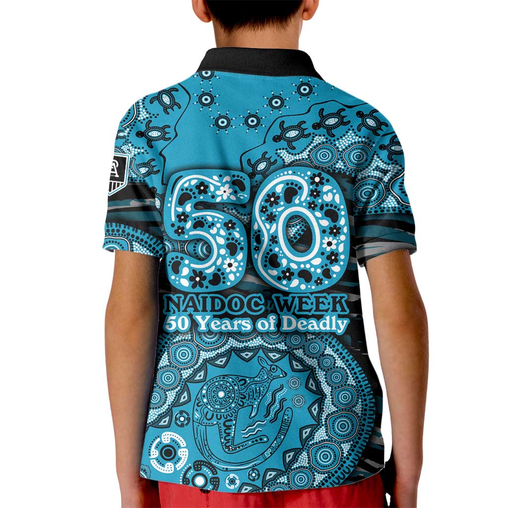 Port Adelaide NAIDOC Week 2026 Kid Polo Shirt Australian Aboriginal Dot Art Dreamtime Pattern Style