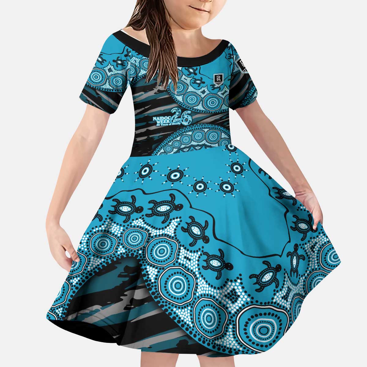 Port Adelaide NAIDOC Week 2026 Kid Short Sleeve Dress Australian Aboriginal Dot Art Dreamtime Pattern Style