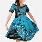 Port Adelaide NAIDOC Week 2026 Kid Short Sleeve Dress Australian Aboriginal Dot Art Dreamtime Pattern Style