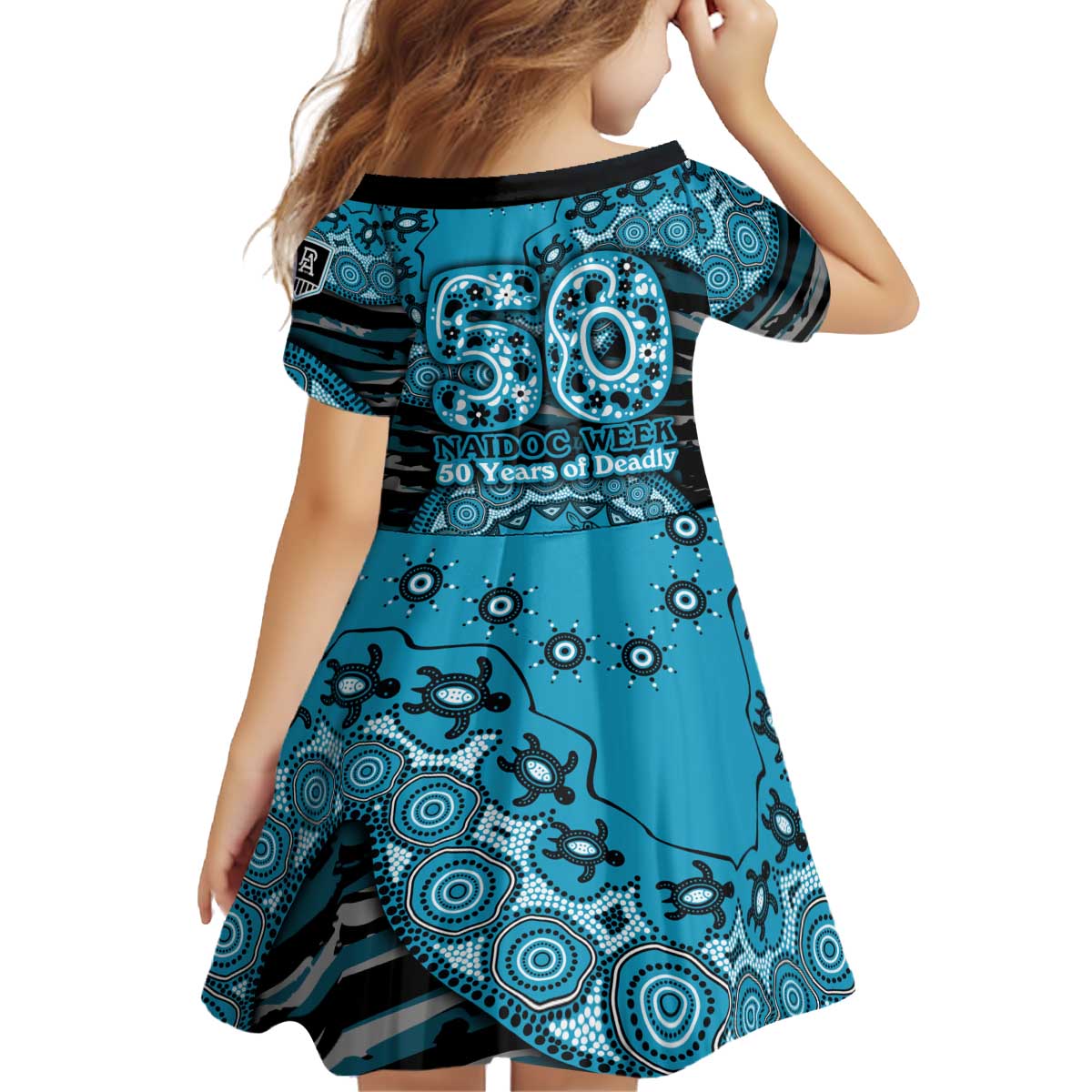 Port Adelaide NAIDOC Week 2026 Kid Short Sleeve Dress Australian Aboriginal Dot Art Dreamtime Pattern Style
