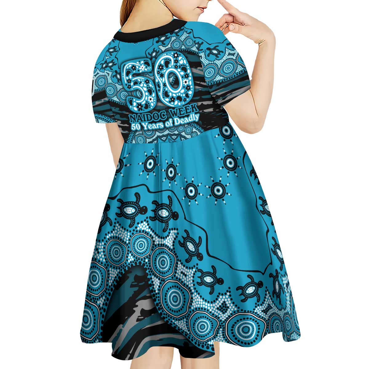 Port Adelaide NAIDOC Week 2026 Kid Short Sleeve Dress Australian Aboriginal Dot Art Dreamtime Pattern Style