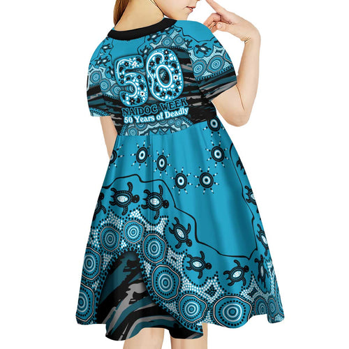 Port Adelaide NAIDOC Week 2026 Kid Short Sleeve Dress Australian Aboriginal Dot Art Dreamtime Pattern Style