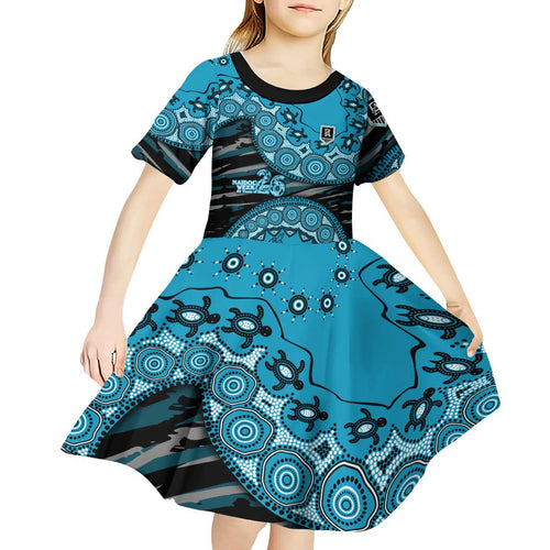 Port Adelaide NAIDOC Week 2026 Kid Short Sleeve Dress Australian Aboriginal Dot Art Dreamtime Pattern Style
