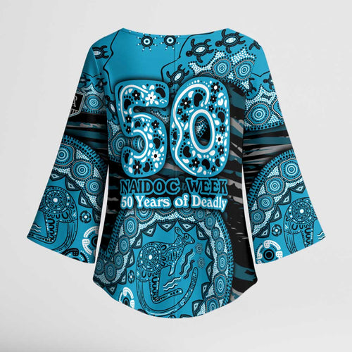 Port Adelaide NAIDOC Week 2026 Kimono Sleeve Blouse Australian Aboriginal Dot Art Dreamtime Pattern Style