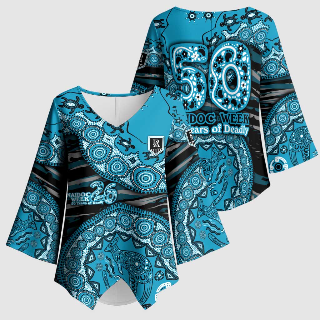 Port Adelaide NAIDOC Week 2026 Kimono Sleeve Blouse Australian Aboriginal Dot Art Dreamtime Pattern Style