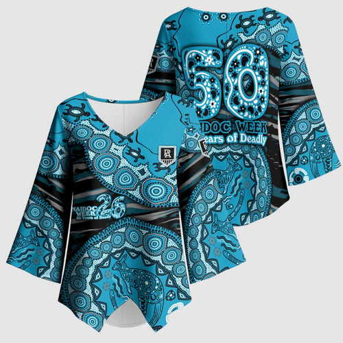 Port Adelaide NAIDOC Week 2026 Kimono Sleeve Blouse Australian Aboriginal Dot Art Dreamtime Pattern Style