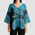 Port Adelaide NAIDOC Week 2026 Kimono Sleeve Blouse Australian Aboriginal Dot Art Dreamtime Pattern Style