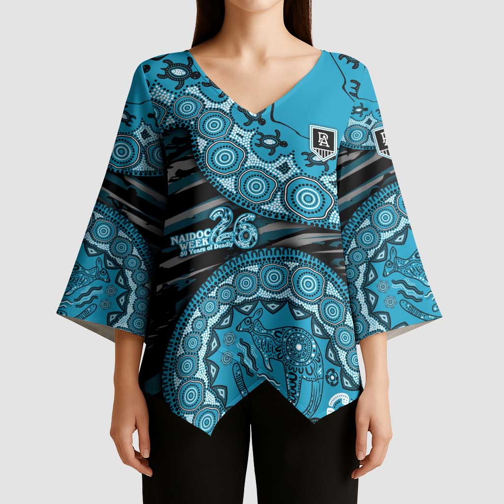 Port Adelaide NAIDOC Week 2026 Kimono Sleeve Blouse Australian Aboriginal Dot Art Dreamtime Pattern Style