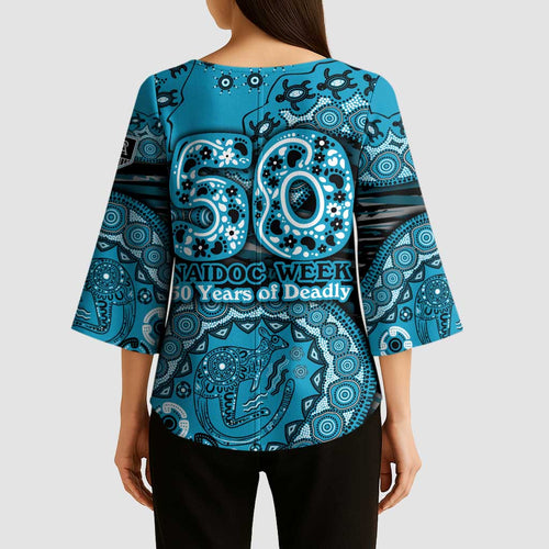 Port Adelaide NAIDOC Week 2026 Kimono Sleeve Blouse Australian Aboriginal Dot Art Dreamtime Pattern Style