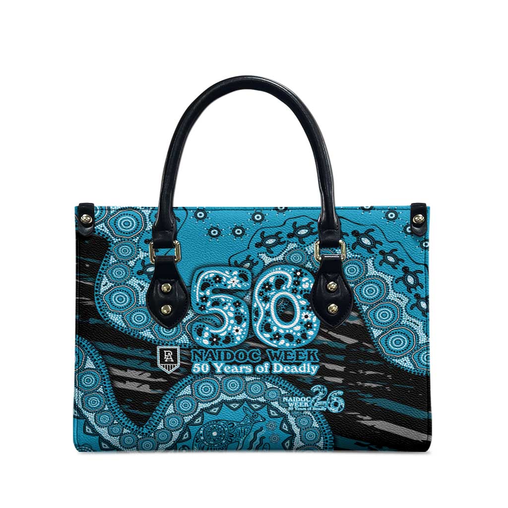 Port Adelaide NAIDOC Week 2026 Leather Bag Australian Aboriginal Dot Art Dreamtime Pattern Style