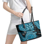 Port Adelaide NAIDOC Week 2026 Leather Tote Bag Australian Aboriginal Dot Art Dreamtime Pattern Style