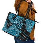 Port Adelaide NAIDOC Week 2026 Leather Tote Bag Australian Aboriginal Dot Art Dreamtime Pattern Style