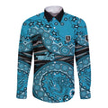 Port Adelaide NAIDOC Week 2026 Long Sleeve Button Shirt Australian Aboriginal Dot Art Dreamtime Pattern Style