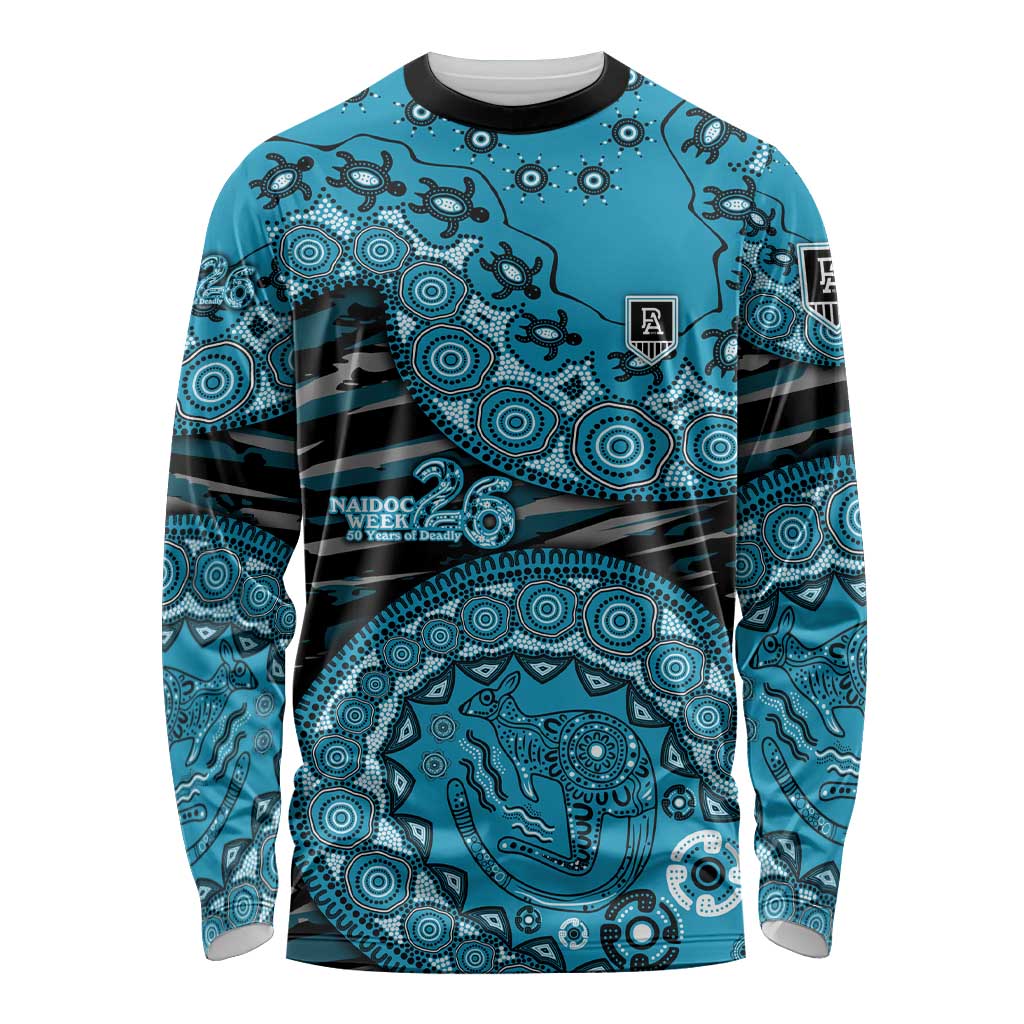 Port Adelaide NAIDOC Week 2026 Long Sleeve Shirt Australian Aboriginal Dot Art Dreamtime Pattern Style