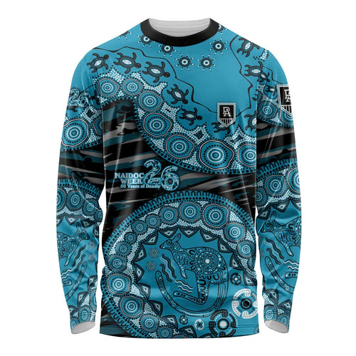Port Adelaide NAIDOC Week 2026 Long Sleeve Shirt Australian Aboriginal Dot Art Dreamtime Pattern Style