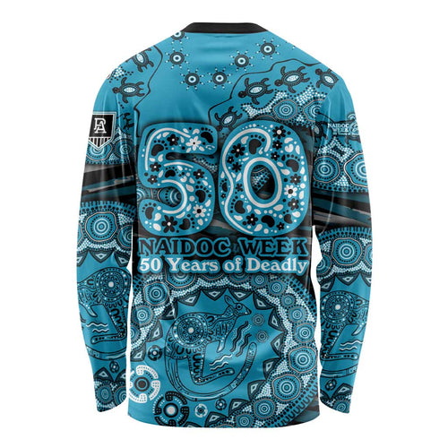 Port Adelaide NAIDOC Week 2026 Long Sleeve Shirt Australian Aboriginal Dot Art Dreamtime Pattern Style