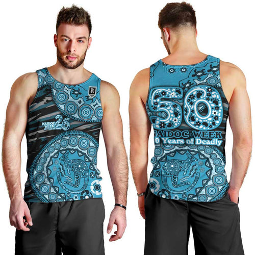 Port Adelaide NAIDOC Week 2026 Men Tank Top Australian Aboriginal Dot Art Dreamtime Pattern Style
