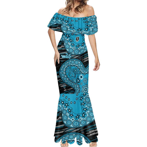 Port Adelaide NAIDOC Week 2026 Mermaid Dress Australian Aboriginal Dot Art Dreamtime Pattern Style