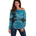 Port Adelaide NAIDOC Week 2026 Off Shoulder Sweater Australian Aboriginal Dot Art Dreamtime Pattern Style