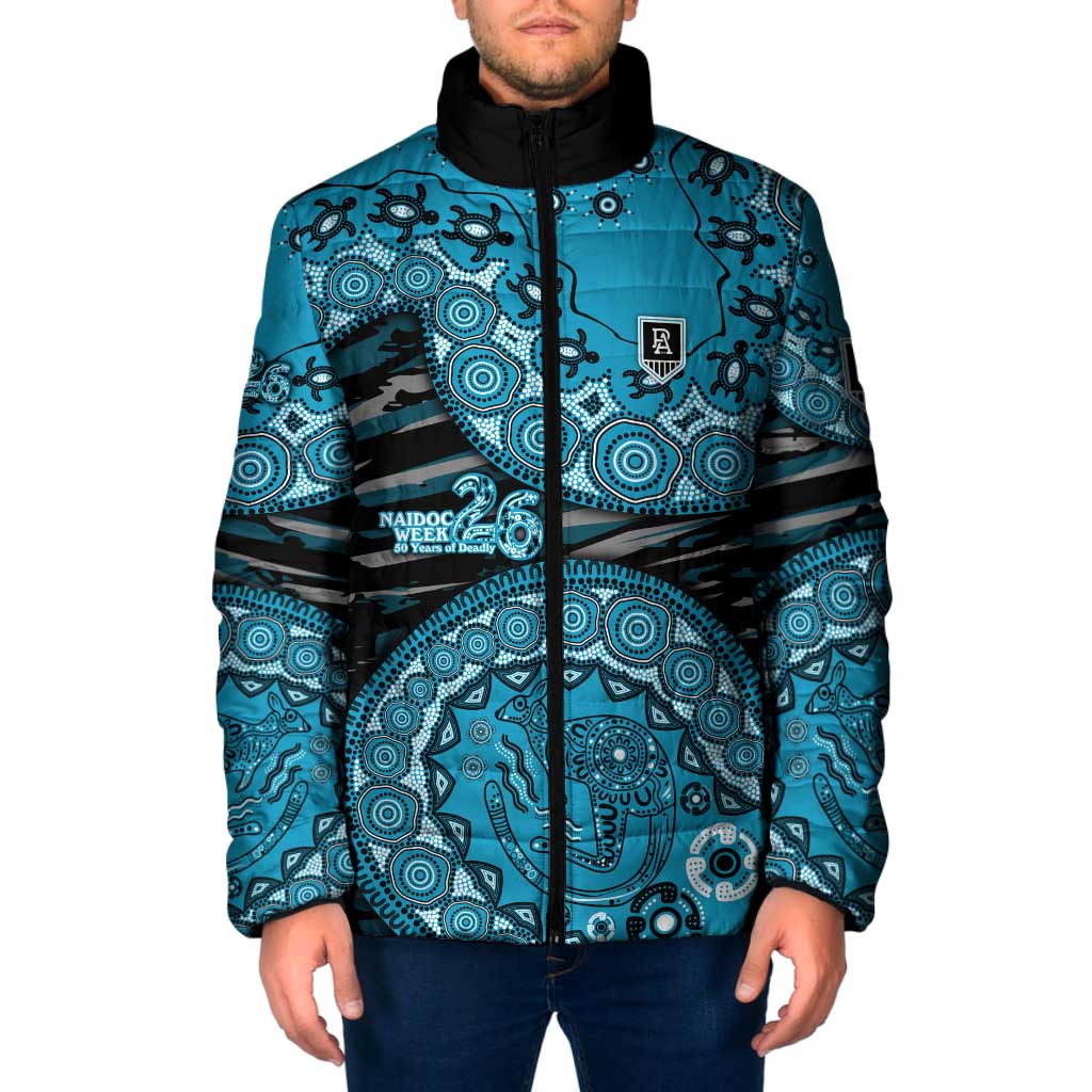 Port Adelaide NAIDOC Week 2026 Padded Jacket Australian Aboriginal Dot Art Dreamtime Pattern Style