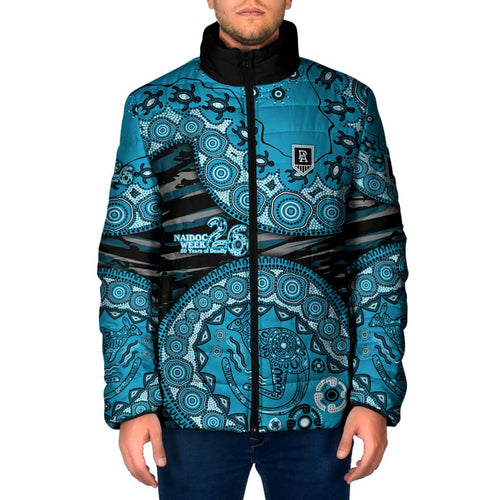 Port Adelaide NAIDOC Week 2026 Padded Jacket Australian Aboriginal Dot Art Dreamtime Pattern Style