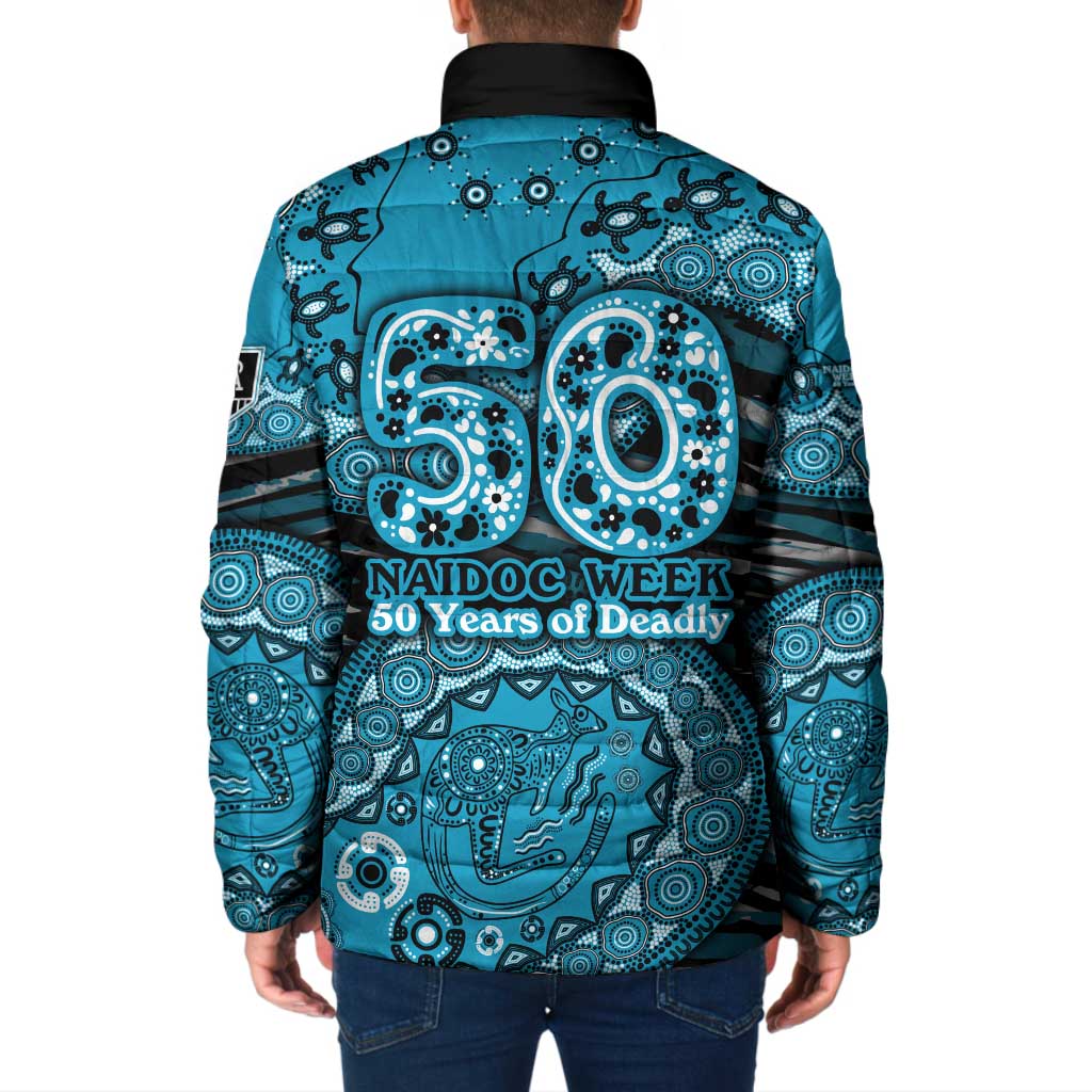Port Adelaide NAIDOC Week 2026 Padded Jacket Australian Aboriginal Dot Art Dreamtime Pattern Style