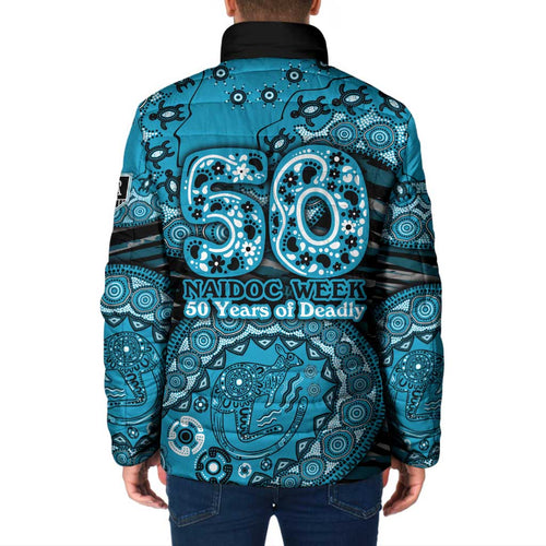 Port Adelaide NAIDOC Week 2026 Padded Jacket Australian Aboriginal Dot Art Dreamtime Pattern Style