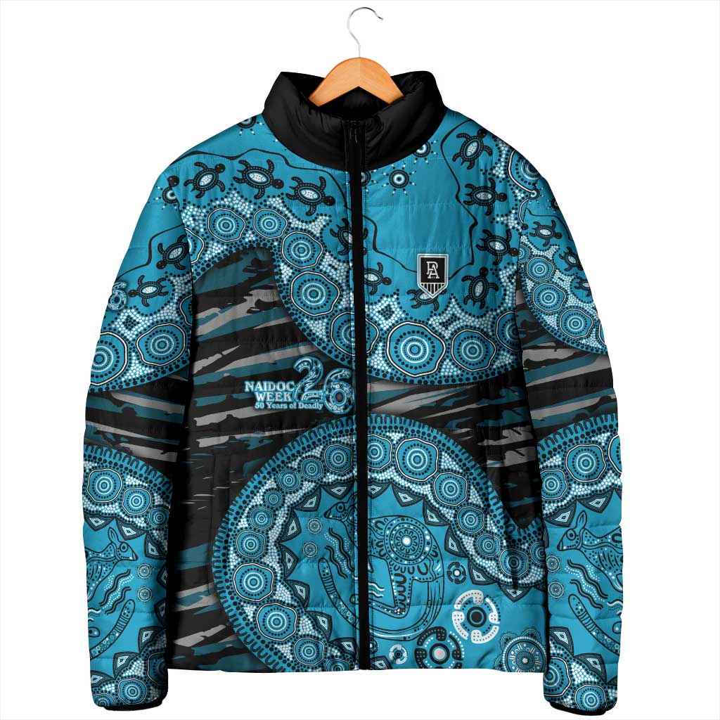 Port Adelaide NAIDOC Week 2026 Padded Jacket Australian Aboriginal Dot Art Dreamtime Pattern Style