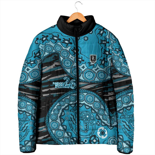 Port Adelaide NAIDOC Week 2026 Padded Jacket Australian Aboriginal Dot Art Dreamtime Pattern Style