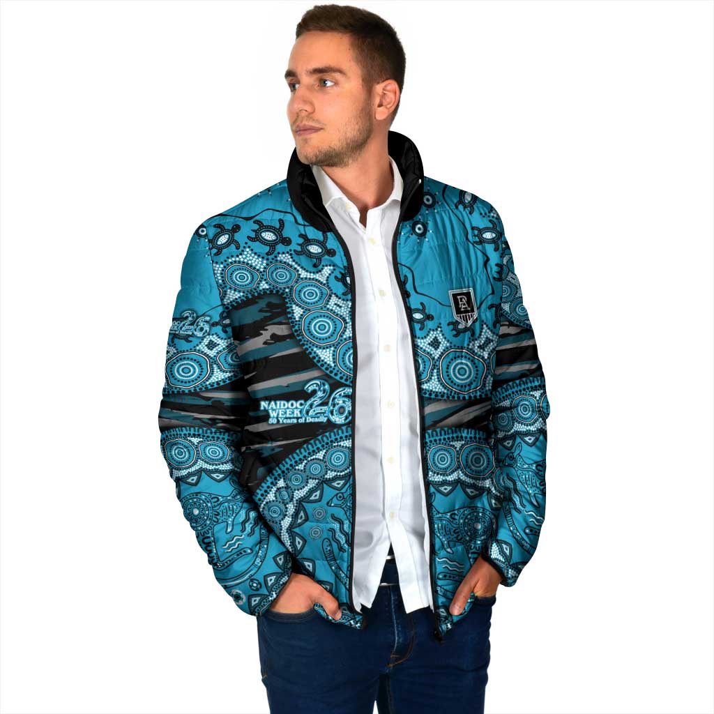Port Adelaide NAIDOC Week 2026 Padded Jacket Australian Aboriginal Dot Art Dreamtime Pattern Style