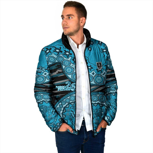 Port Adelaide NAIDOC Week 2026 Padded Jacket Australian Aboriginal Dot Art Dreamtime Pattern Style